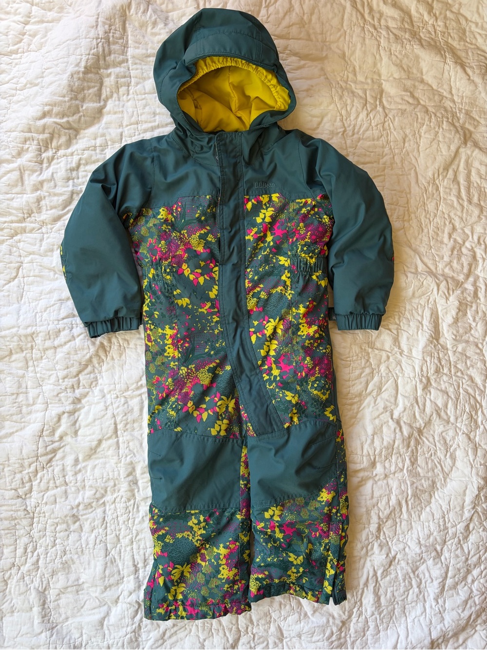 Youth Snowsuit with Yellow Lining and Floral Print, 3T